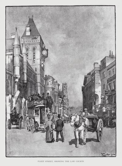Fleet Street, mostrando los Tribunales de Justicia de William Luker