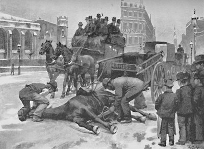 Viaducto de Holborn - Un día resbaladizo, 1891 de William Luker