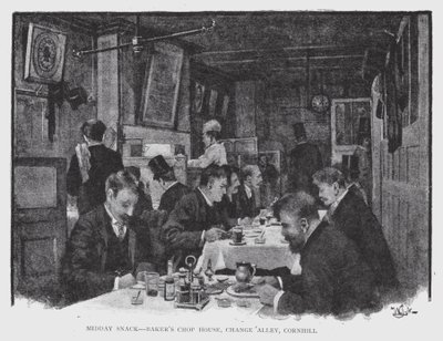 Merienda de Mediodía, Casa de Comidas del Panadero, Change Alley, Cornhill de William Luker