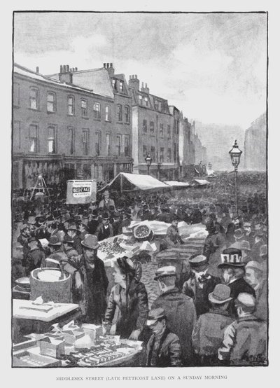 Calle Middlesex, antes Petticoat Lane, en una Mañana de Domingo de William Luker