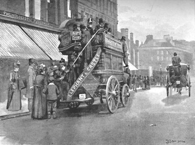 Mercado del Puente Nuevo - Lucha por el autobús, 1891 de William Luker