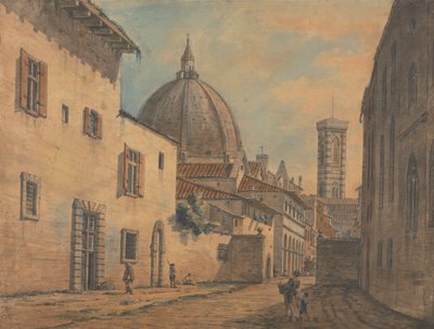 Una calle de Florencia con el Duomo y el Campanile al fondo de William Marlow
