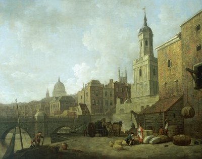 Extremo Norte del Puente de Londres y San Magnus el Mártir, 1762 de William Marlow