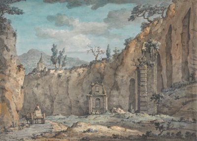 Carreta de bueyes en la Gruta de Posillipo de William Marlow