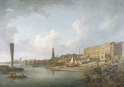 El frente del río de Londres entre Westminster y el Adelphi, c. 1771 de William Marlow