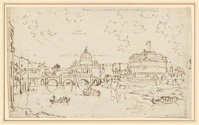El Tíber con San Pedro y el Castel S. Angelo (recto) de William Marlow