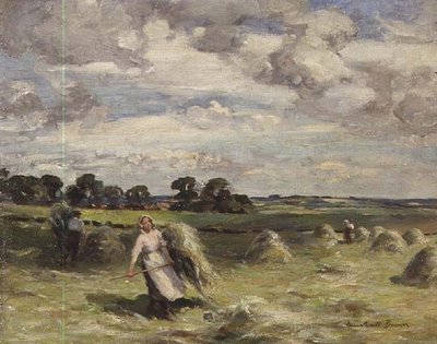 Cosecha cerca de Salroun, East Lothian de William Marshall Brown