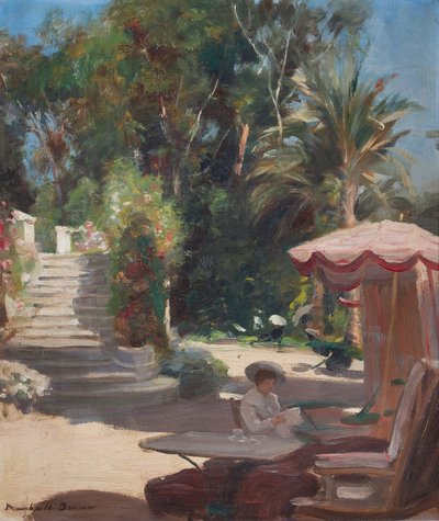 Hotel Garden, Grasse-en-Vence, Firmado abajo a la izquierda Marshall Brown (óleo sobre lienzo) de William Marshall Brown