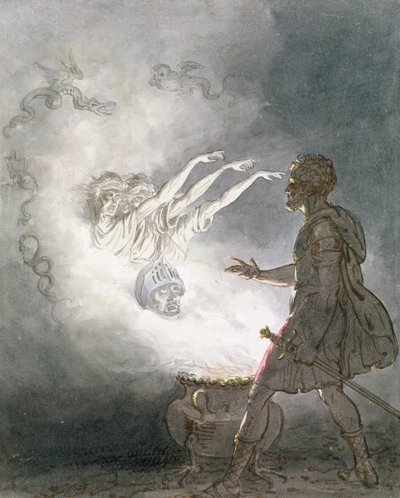Macbeth y la aparición de la cabeza armada, Acto IV, Escena I, de 