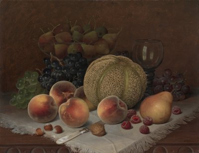 Naturaleza muerta con melón cantalupo de William Mason Brown