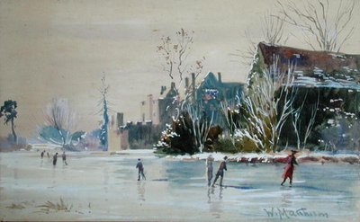 Patinaje en el castillo de Broughton de William Matthison