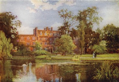 El lago y los nuevos edificios, Emmanuel College de William Matthison