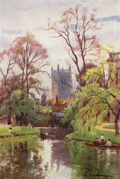 La torre de la capilla del St Johns College desde el río de William Matthison