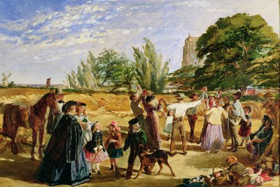 Una escena de Cosecha en Norfolk: boceto para 