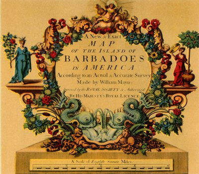 Cartucho en el Mapa de Barbados de W. Mayo, 1722, 1944 de William Mayo