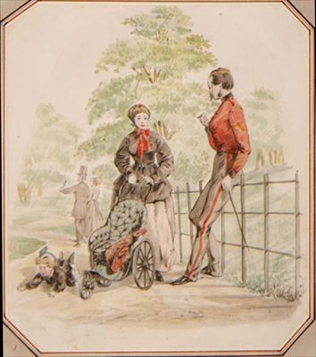 Una joven niñera descuidando a su cargo, c.1865 de William McConnell