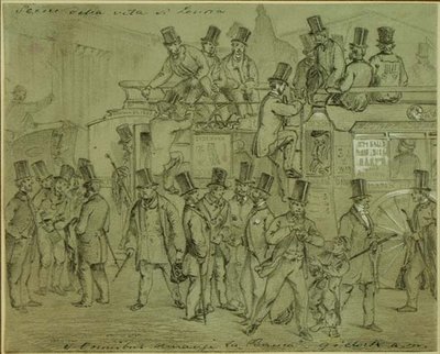 Ómnibus en el Banco, Nueve en Punto de la Mañana, empleados llegando al Banco de Inglaterra de William McConnell