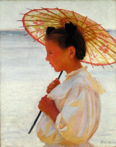 Niña con un parasol chino de William McGregor Paxton