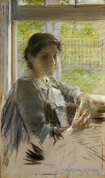 En la Ventana, c.1890 de William Merritt Chase