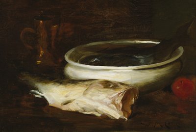 Pescado y naturaleza muerta de William Merritt Chase