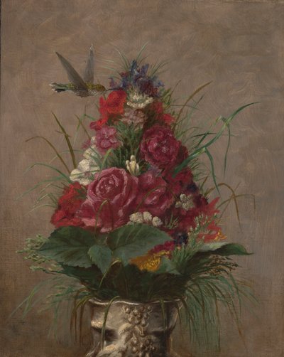 Bodegón floral con colibrí de William Merritt Chase