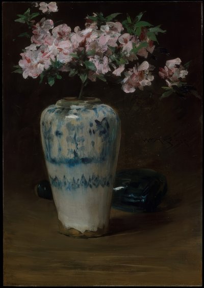 Azalea rosa—Jarrón chino de William Merritt Chase