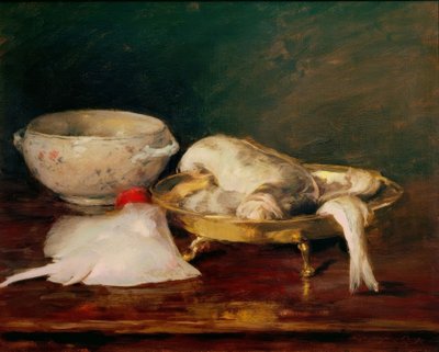 Naturaleza muerta con pescado de William Merritt Chase