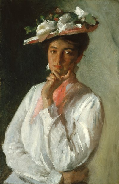 Mujer de blanco (óleo sobre lienzo) de William Merritt Chase