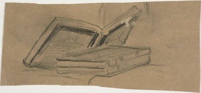 Boceto de dos libros de William Michael Harnett