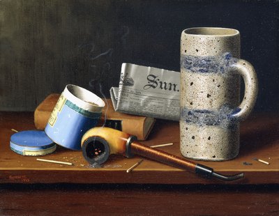 Naturaleza muerta con caja de tabaco azul, 1878 de William Michael Harnett