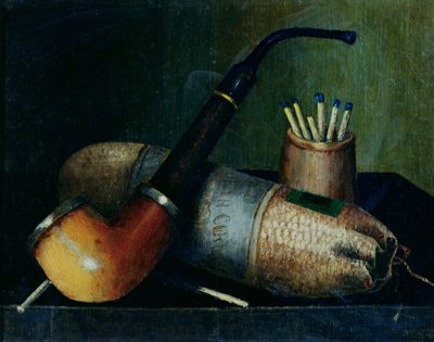 Naturaleza muerta de tabaco de pipa y fósforos de William Michael Harnett
