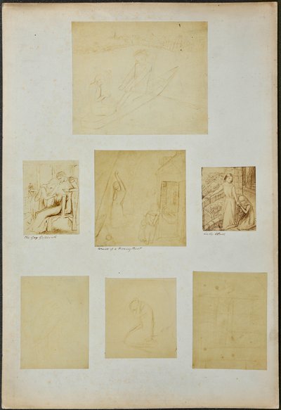 Estudios para "The Gay Goshawk", "Wreck of a Sailing Boat", "Lady Clare" y otros bocetos de William Michael Rossetti