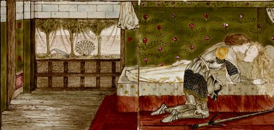 Dieciséis azulejos forman ocho ilustraciones del cuento 