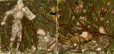 Dieciséis azulejos forman ocho ilustraciones del cuento 