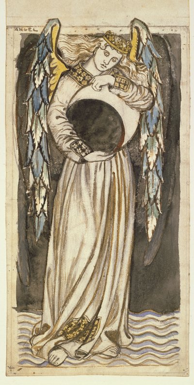 Un ángel sosteniendo una luna menguante de William Morris