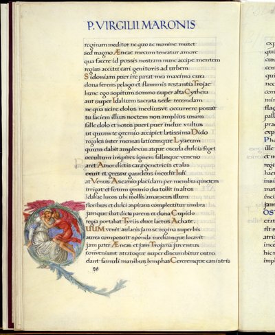 Dido y Cupido, página 26 de la "Eneida" de Virgilio de William Morris