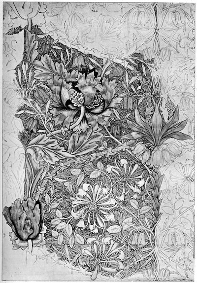Patrón de madreselva impreso en lino, 1883 1934 de William Morris