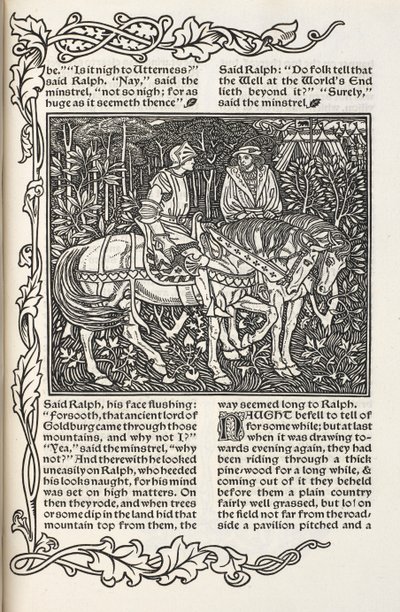 Ilustración para el cuento "El pozo del fin del mundo". Ilustración y diseño de William Morris. de William Morris