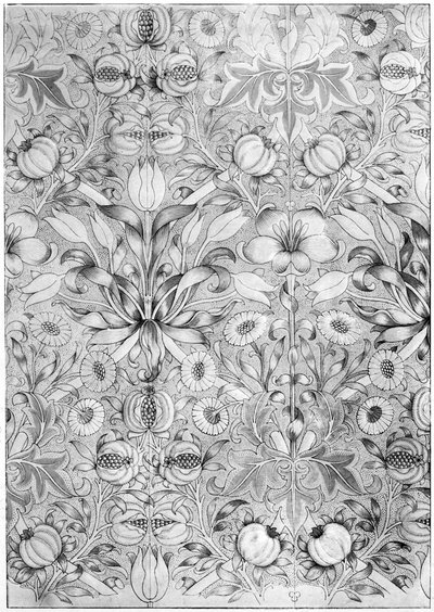 Papel tapiz con patrón de lirio y granada, 1887 de William Morris