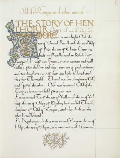 Ms 270* f.1r La historia de Hen Thorir, c.1873-4 de William Morris
