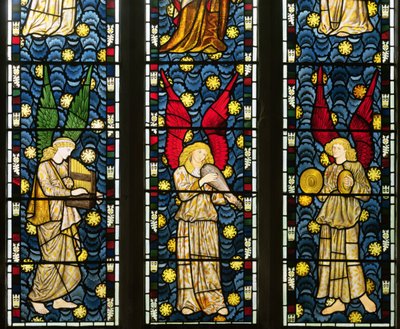 Ángeles Musicales, parte inferior de la Ventana de los Ángeles (detalle) de William Morris