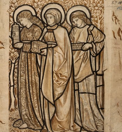 Las tres Marías en el Sepulcro - Diseño para vidrieras de William Morris