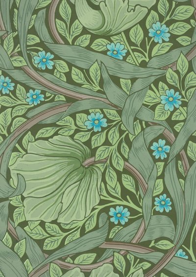 Muestra de Papel Tapiz de William Morris con Nomeolvides, c.1870 de William Morris
