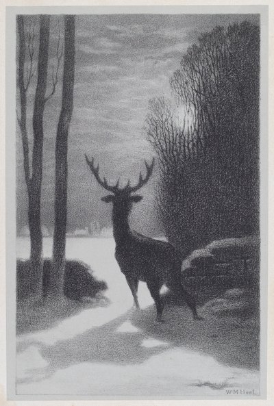 Ciervo a la luz de la luna de William Morris Hunt