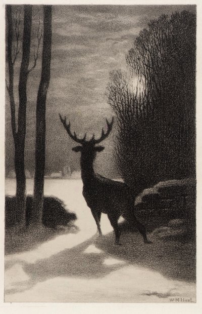 Ciervo a la luz de la luna de William Morris Hunt