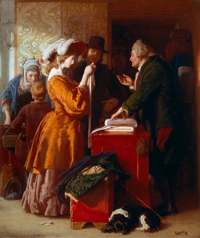 Eligiendo el vestido de novia. Detalle. Pintura de William Mulready (1786-1863). 1845. Londres. Museo Victoria y Alberto. de William Mulready