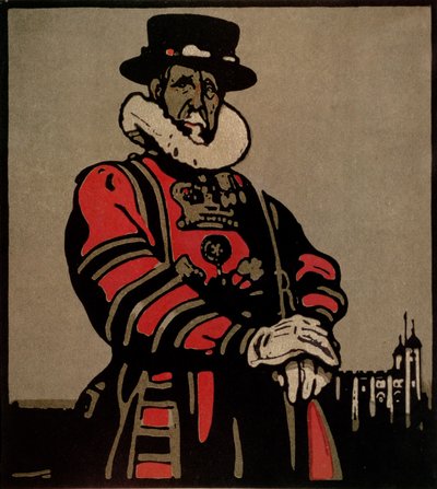 Beefeater de "London Types" publicado por William Heinemann de William Nicholson