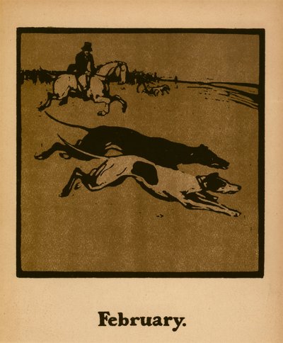 Coursing (febrero), c.1898 (litografía en color) de William Nicholson