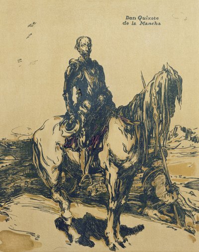Don Quijote de la Mancha, ilustración de "Characters of Romance", publicada por primera vez en 1900 (litografía en color) de William Nicholson
