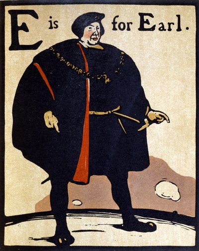 E de Earl, ilustración de "An Alphabet", publicado por William Heinemann de William Nicholson